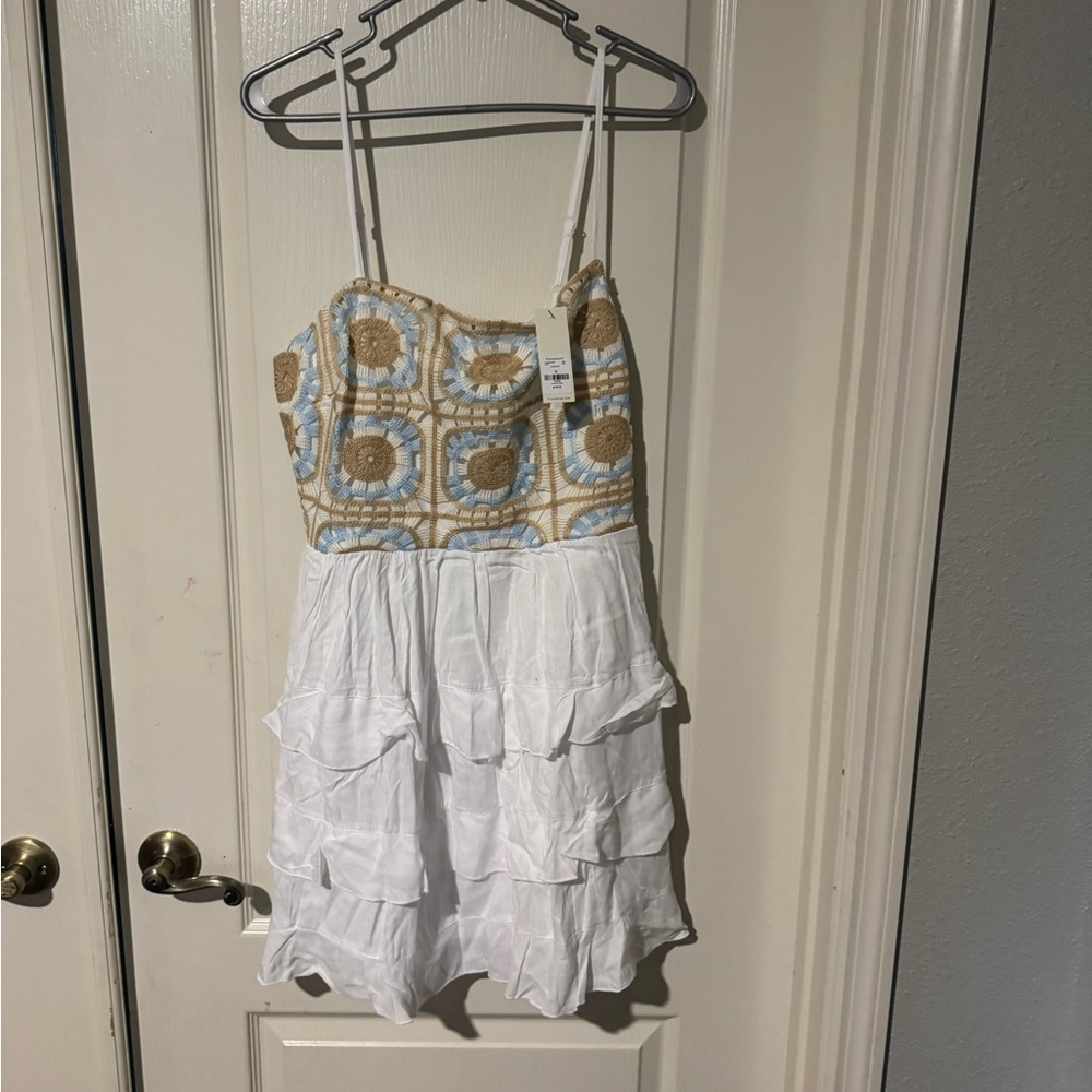 Francesca's Collections White and Crochet Mini Dress